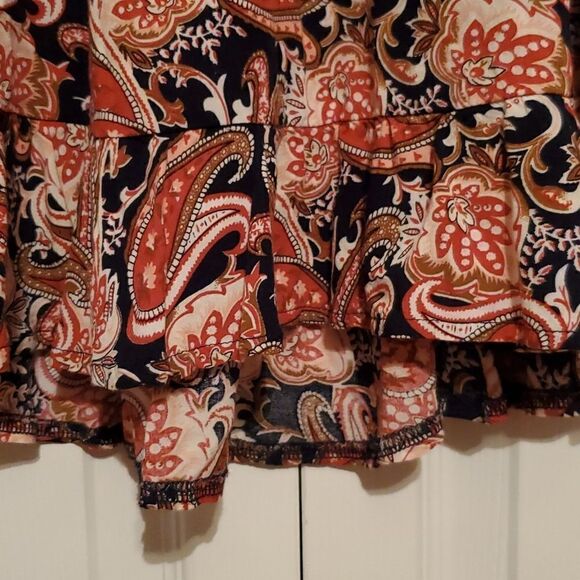 Aura Blue Long Sleeve Floral Paisley Peplum Top Size Small - Picture 4 of 9